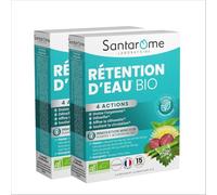 Santarome - Rétention d'eau Bio - Complément alimentaire drainant et détoxifiant - Plantes & Bourgeons Bio - Lot de 2x 15 comprimés - Vegan - Made In France
