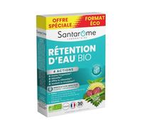 Santarome - Rétention d’Eau Bio - Drainant Naturel - Élimination de l’Eau - Silhouette Affinée - Circulation - Plantes & Bourgeons Bio - Cure 1 Mois - Végan - Fabriqué en France