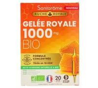 Santarome Ruche Royale Gelée Royale 1000 mg Bio titrée en 10-HDA - 20 ampoules
