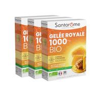 Santarome - Ruche Royale - Gelée Royale 1000mg Bio - Complément alimentaire immunité - Formule titrée en 10-HDA - Lot de 3 x 20 ampoules - Made In France