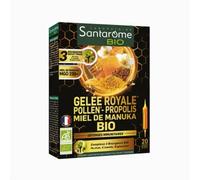 Santarome Bio - Gelée Royale 2000, Miel de Manuka Bio, Complément Alimentaire Immunité, Apporte Energie et Vitalité , 20 ampoules-20 jours, Made In France