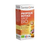 SANTAROME Sirop Propolis Bio - Gorge & Voies Respiratoires - 125 ml | 6 plantes : propolis, échinacée, bouillon blanc, gingembre + 3 bourgeons - Gorge, respiration & immunité - Fabriqué en France