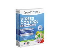 SANTAROME Stress Control Extra Fort - Stress - France - 30 Comprimés | Safran, Ashwagandha et Rhodiola - Complexe exclusif PGA : plantes, bourgeons et HE - Apaise la nervosité - Sans dépendance