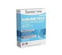 Santarome - Sublime Peau Hyaluronique 400 mg - Triple action : Hydratation, élasticitée et peau repulpée - Acide Hyaluronique, Vitamines, Minéraux, Pépins de raisins - 30 gélules - France