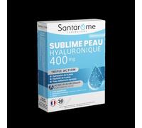 Santarome - Sublime Peau Hyaluronique 400 mg - Triple action : Hydratation, élasticitée et peau repulpée - Acide Hyaluronique, Vitamines, Minéraux, Pépins de raisins - 30 gélules - France