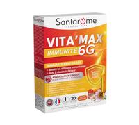 Santarome - Vita'Max 6G immunité - complément alimentaire immunité et énergie - Guarana, Ginseng, Goji, Grenade, Gingembre, Gelée Royale - 20 ampoules - Made In France