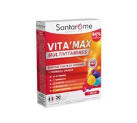 SANTAROME Vita'Max Multivitamines Adultes - Énergie - 30 Comprimés - France | Formule complète : 12 vitamines, 7 minéraux, plantes, bourgeons - Efficace : 87% ressentent un effet rapide - 1 comprimé/jour