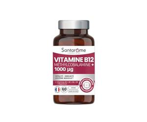 SANTAROME Vitamine B12 Méthylcobalamine 1000 µg + Magnésium - 60 Gélules | Forme active Méthylcobalamine - 5 cofacteurs d'assimilation - Plus d'énergie, esprit clair - Cure de 2 mois - France