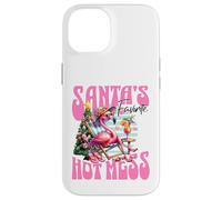 Santa's Favorite Hot Mess Funny Flamingo Christmas Cocktail Coque pour iPhone 14