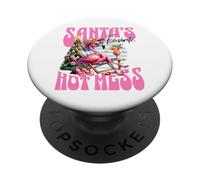 Santa's Favorite Hot Mess Funny Flamingo Christmas Cocktail PopSockets PopGrip Adhésif
