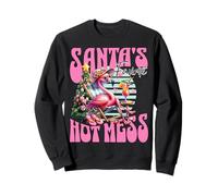 Santa's Favorite Hot Mess Funny Flamingo Christmas Cocktail Sweatshirt
