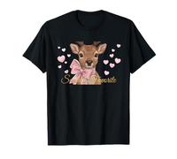 Santas Favorite Reindeer Pink Bow Cute Christmas Girls T-Shirt