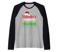 Santa's Favorite Trucker Funny Christmas Trucker Xmas Manche Raglan