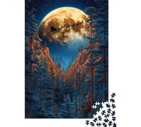 Santas Flight Through Forest Puzzle Adulte 1000 Pièces, 70x50cm/1000pcs, pour Les Amateurs De Défis Détaillés; Carton Blanc pour Un Tri Plus Propre