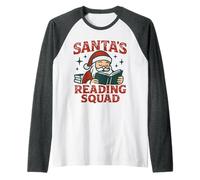 Santa's Reading Squad Festive Book Lover Holiday Men Women Manche Raglan