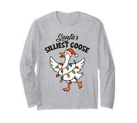 Santa's Silliest Goose Christmas Lights Fun Manche Longue