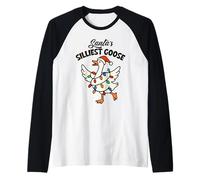 Santa's Silliest Goose Christmas Lights Fun Manche Raglan