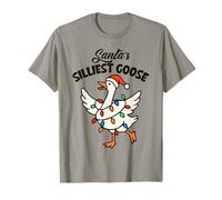 Santa's Silliest Goose Christmas Lights Fun T-Shirt