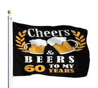 Santé Et Bières À Mes 60 Ans Décoration Bannière 90X150Cm Suspendre Éclatantes Bannières Drapeau De Cour Pour Plage Ferme Toutes Les Saisons