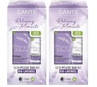 SANTE Naturkosmetik Coffret cadeau lavande édition limitée (X-Mas), duo de soin relaxant à la lavande bio et à la vanille, idéal comme cadeau de Noël, gel douche 200 ml et baume pour les mains 75 ml