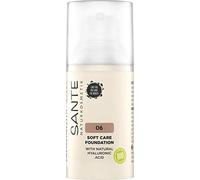 SANTE Naturkosmetik Fond de teint Soft Care 06 ambre neutre, idéal pour les peaux moyennes à foncées, teint uniforme, couvrance moyenne pour une finition naturelle et délicate, avec de l'acide