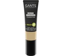 SANTE Naturkosmetik High Coverage Natural Foundation 02 Warm Ivory Fond de teint végétalien avec peptides bio, avec un fort pouvoir couvrant et une finition naturelle, formule nourrissante et durable,