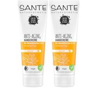 Sante Naturkosmetik Lot de 2 crèmes anti-âge végétaliennes au beurre de karité et aux extraits biologiques de marguerites biologiques pour les mains - 1 x 75 ml