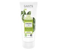 SANTE Naturkosmetik Pore Control - Gommage et masque 5 en 1 - Avec thé vert bio matifiant - Complexe BHA et niacinamide - Soin du visage végétalien pour peaux mixtes - Nettoyage raffermissant des