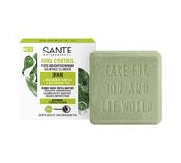 SANTE Naturkosmetik Pore Control - Nettoyant solide pour le visage - 60 g - Nettoyage en profondeur des pores pour peaux mixtes - Avec BHA, effet niacinamide et thé vert bio - Sans savon et testé