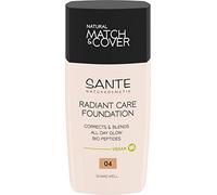 SANTE Naturkosmetik Radiant Care Fond de teint 04 Rose Amber - Fond de teint végétalien avec peptides bio et huiles de qualité supérieure - Pour une peau éclatante - Formule nourrissante et durable