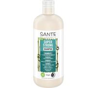 Sante Naturkosmetik Super Strong Shampooing à l'extrait de bambou bio + complexe protéiné triple épaisseur, shampoing végétalien avec ingrédients naturels, renforce les cheveux fragiles et affaiblis