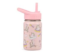 SANTECO 350ml/12oz Bouteilles d'eau pour Enfants, Bouteille Acier Inoxydable Isotherme avec Paille sans BPA et Anti-fuite Réutilisable pour Transport Facile à l'école