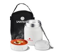 Santeco Bouteille isotherme en acier inoxydable - Design à large ouverture - Isolée pendant 12 heures - Peut être utilisée pour le camping, la randonnée et le bureau - Sans BPA