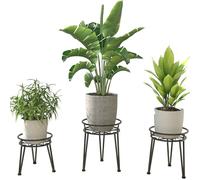 Santentre 3 Paquet Support Plantes Interieur Exterieur, Métal Antirouille Fer Porte Plante, À Toute épreuve Etagere Plantes, Rond Noir Supports de Pots de Fleurs, Etagere Fleur pour Plusieurs Plantes