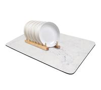 Santentre Tapis Egouttoir Vaisselle 60x40 cm, Tapis Vaisselle Egouttoir Absorbant, Cacher la Tache Tapis Vaisselle, Tapis de Sechage Vaisselle pour Machines à café, Ustensiles de Cuisine, éviers, Bar