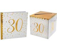 Santex 1 Pack urne et Livre d'or Anniversaire Or et Blanc 30ans