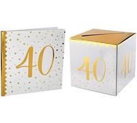 Santex 1 Pack urne et Livre d'or Anniversaire Or et Blanc 40ans