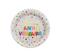 Santex - 10 Assiettes Carton Anniversaire Pois Colore Ø22.5CM