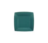 Santex - 10 Assiettes Carton Bio CARRÉES 18CM Bleu Canard