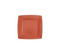 Santex - 10 Assiettes Carton Bio CARRÉES 18CM Rouge Brique