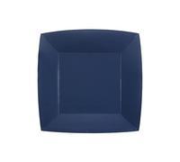 Santex - 10 Assiettes Carton Bio CARRÉES 23CM Bleu Marine