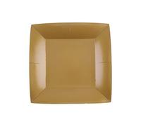 Santex - 10 Assiettes Carton Bio CARRÉES 23CM Or