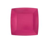 Santex - 10 Assiettes Carton Bio CARRÉES 23CM Rose Fuchsia