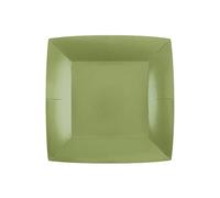 Santex - 10 Assiettes Carton Bio CARRÉES 23CM Vert Olive