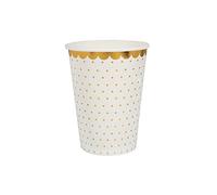Santex - 10 GOBELETS Carton À Pois Or Chic 27CL Blanc