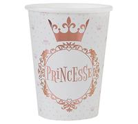 Santex 10 GOBELETS Carton Couronne Princesse 27CL Rose Gold
