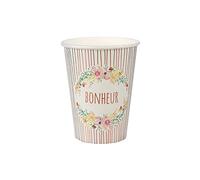 Santex 10 GOBELETS Carton Mariage Fleuri 27CL Multicolore