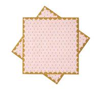 Santex Serviettes cocktail à pois or chic 25 cm – 20 pièces – Rose