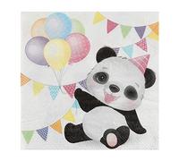 Santex - 20 SERVIETTES PAPIER PANDA 33CM MULTICOLORE