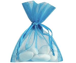 SANTEX 2462-174, Sachet de 10 bourses organdi unis, Turquoise